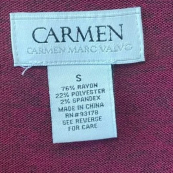 Carmen Marc Valvo Plum Purple Drape Neck Zippered Soft KnitTop size S - Picture 4 of 4